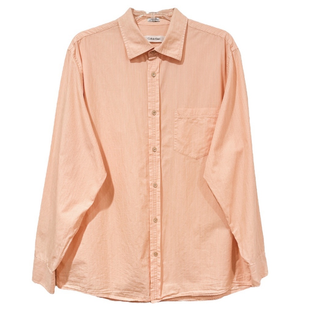 Calvin Klein Cotton Pinstripe Button Front Casual Shirt